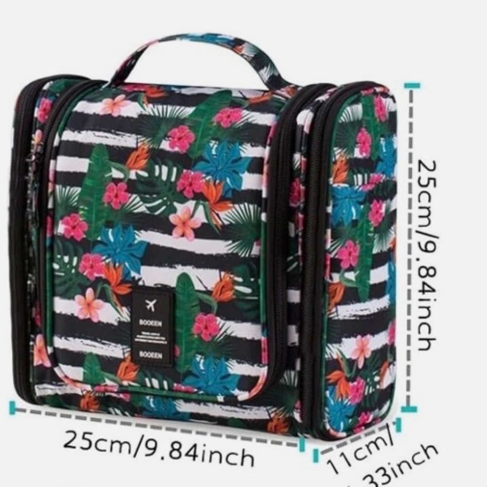 Booeen Women Toiletry Travel Hanging Bag Hawaiian Floral Pattern - Picture 6 of 7